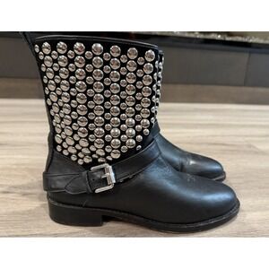 Rebecca Minkoff Women's Saida Studded Leather Motorcycle Boots Size 8 Black